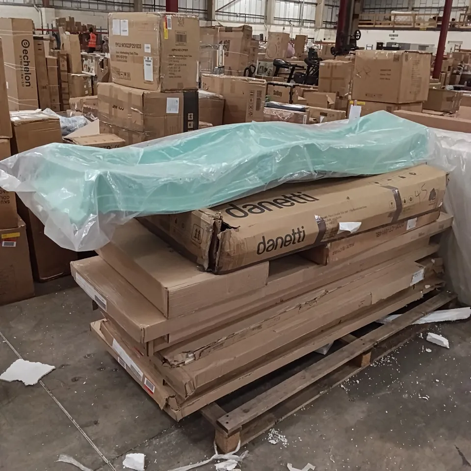 PALLET OF ASSORTED INCOMPLETE FURNITURE PARTS AND PIECES