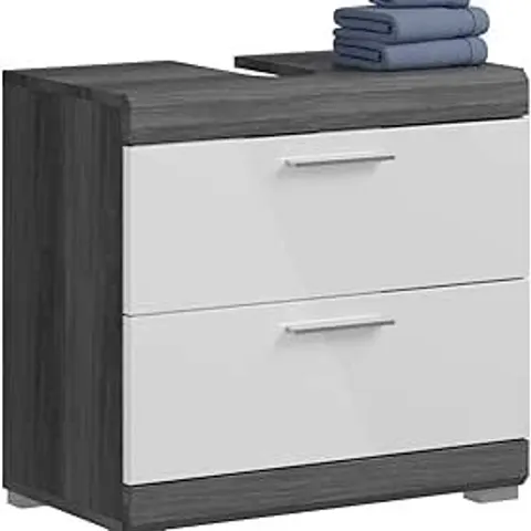 BOXED SCOUT X06B2707 VANITY UNIT WITH DRAWERS APPROXIMATELY 60 X 56 X 34cm GLOSS WHITE (1 BOX)