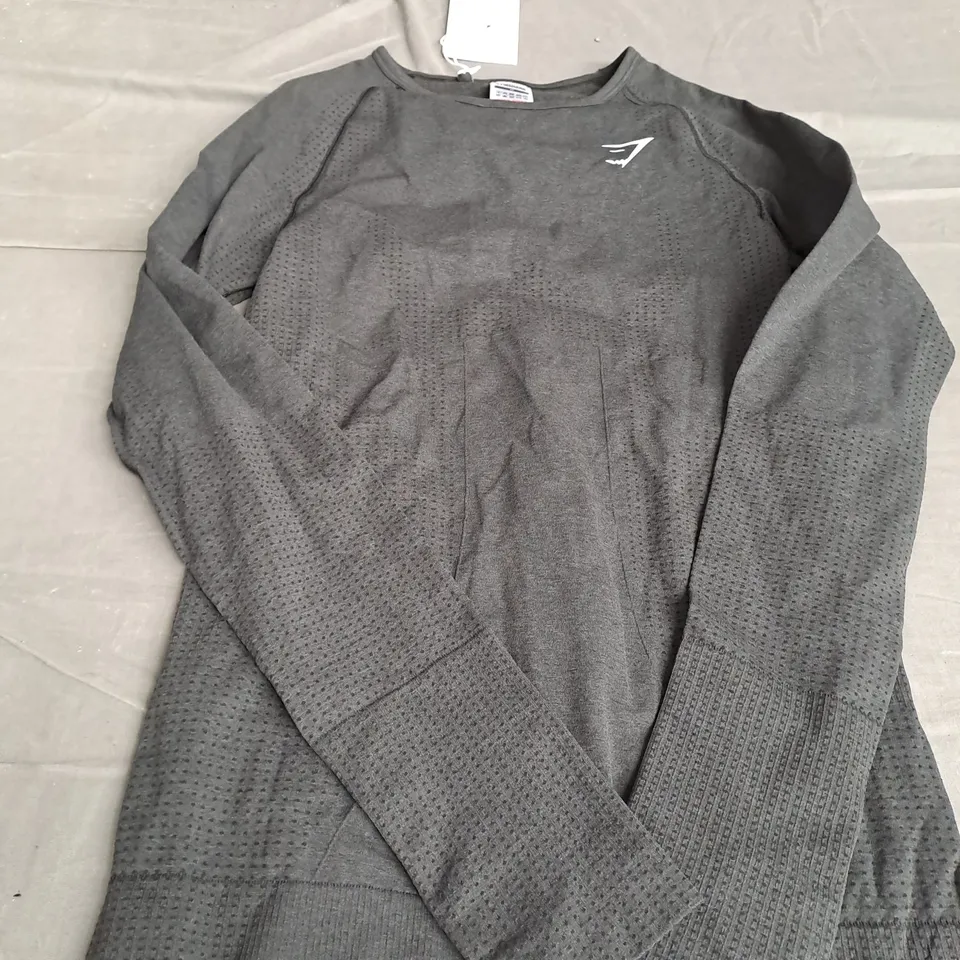 BLACK GYMSHARK LONG SLEEVE TOP SIZE M 