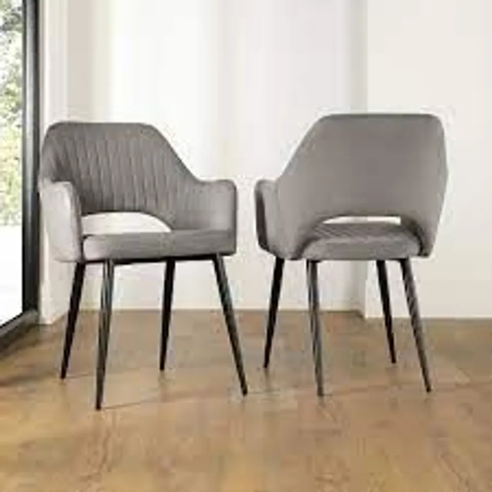 BOXED PAIR OF CLARA BLACK VELVET DINING CHAIRS