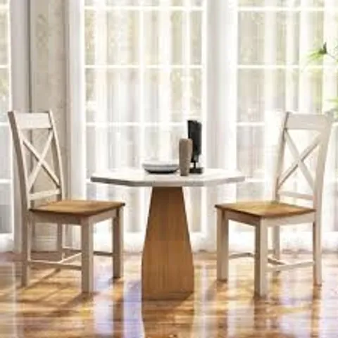 WOODEN DINING CHAIRS WITH HIGH BACK SET OF 2-NATURAL