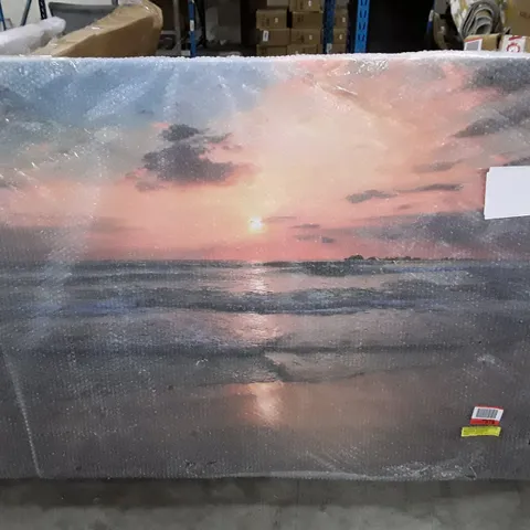 BEACH WAVES SUNSET - WRAPPED CANVAS