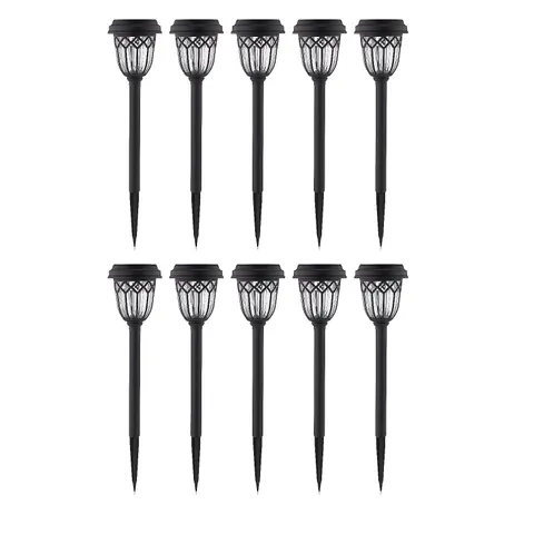 GARDEN STORIES CLASSIC SET OF 10 DUAL FUNCTION SOLAR GLASS STAKE LIGHTS