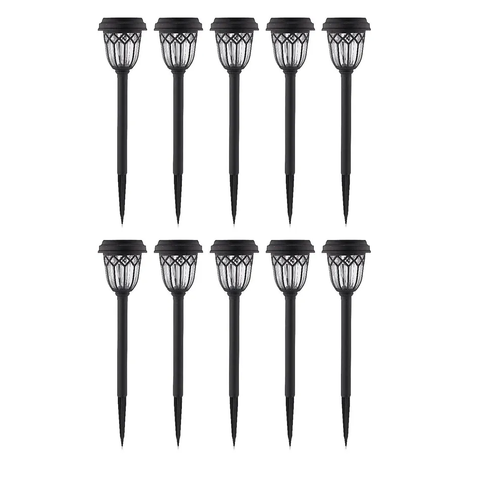 GARDEN STORIES CLASSIC SET OF 10 DUAL FUNCTION SOLAR GLASS STAKE LIGHTS