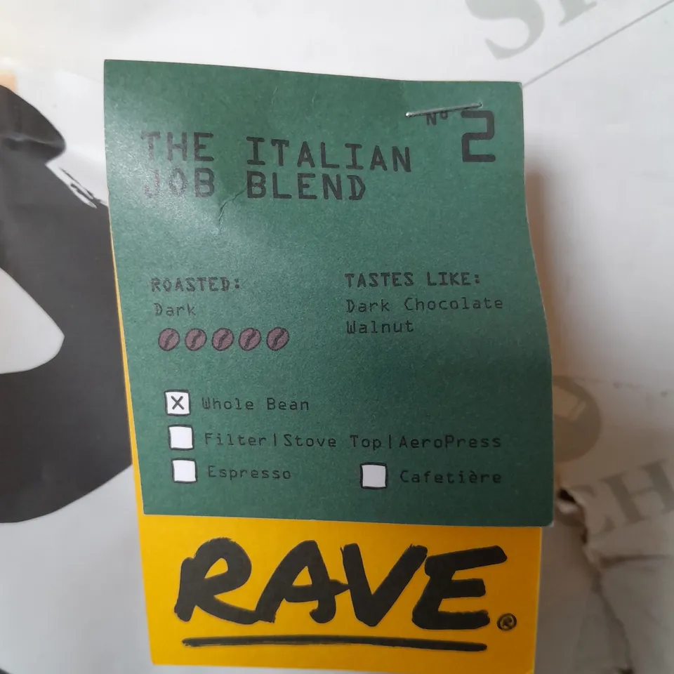 LOT OF 2 1KG BAGS OF RAVE COFFEE BEANS