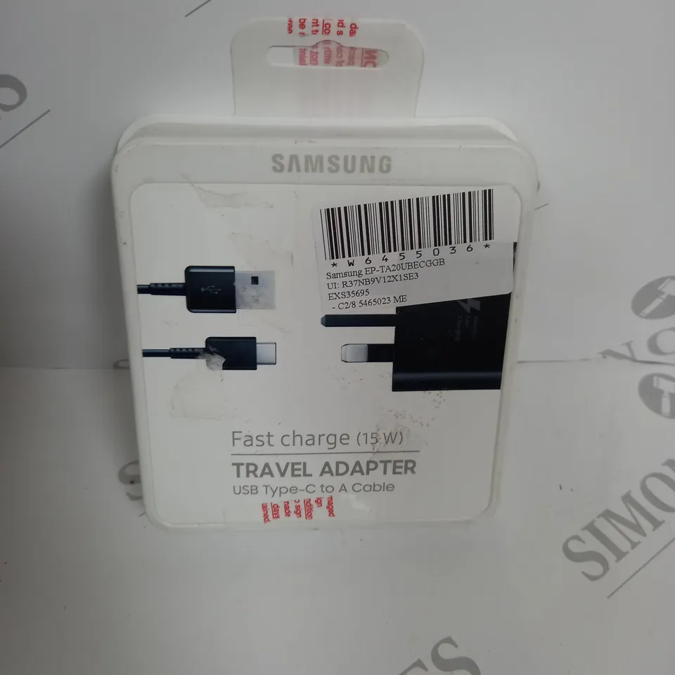SAMSUNG FAST CHARGE 15W TRAVEL ADAPTER USB TYPE C TO A CABLE