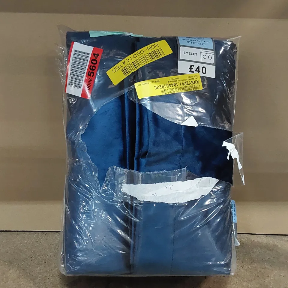 BAGGED LIEV BLUE VELVET EYELET ROOM DARKENING CURTAINS // 168 X 213CM (1 ITEM)