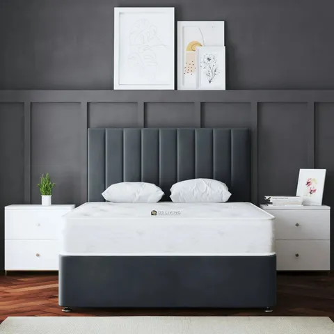 AMELIA UPHOLSTERED PANEL 2 DRAW DIVAN BED WITH HEADBOARD 