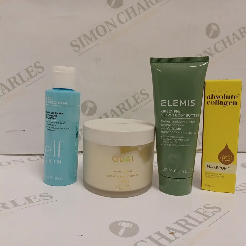 APPROXIMATELY 10 ASSORTED HEALTH AND BEAUTY PRODUCTS TO INCLUDE OUAI BODY CRÈME, ELEMIS GREEN FIG VELVET BODY BUTTER, MAXINE LACEBY ABSOLUTE COLLAGEN
