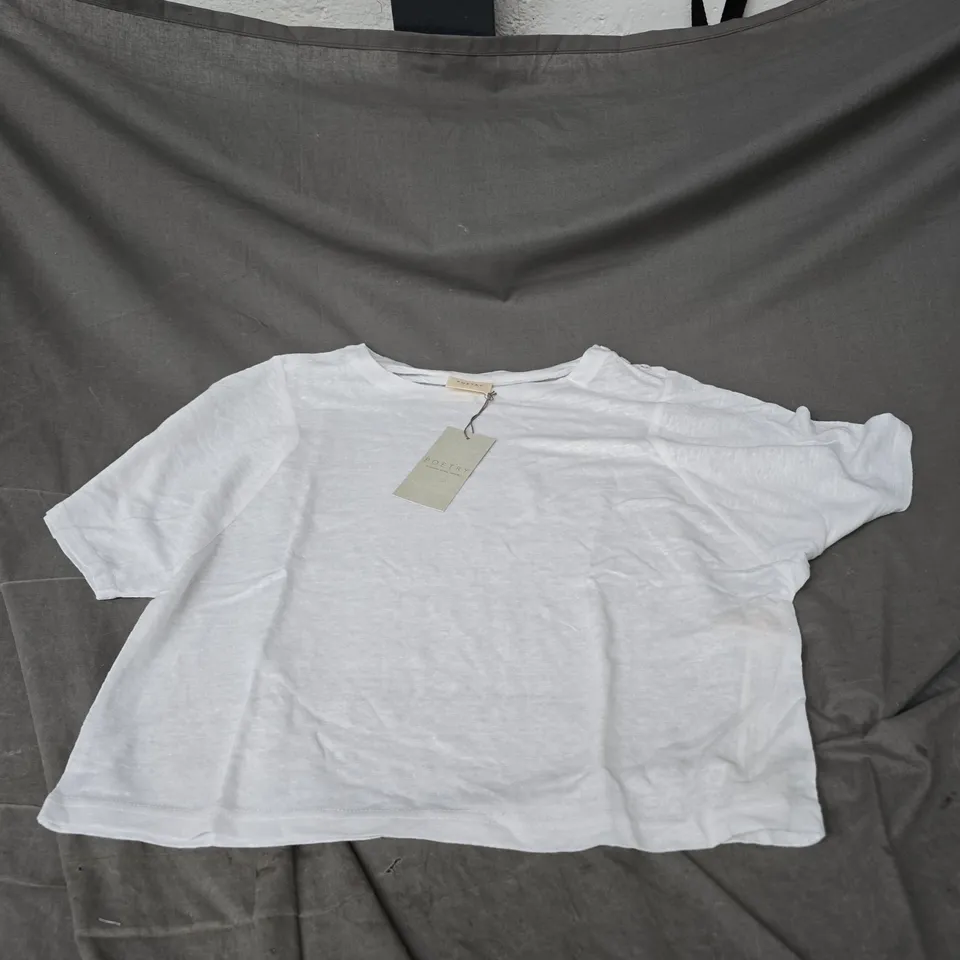 POETRY CROPPED TEE IN WHITE SIZE 10