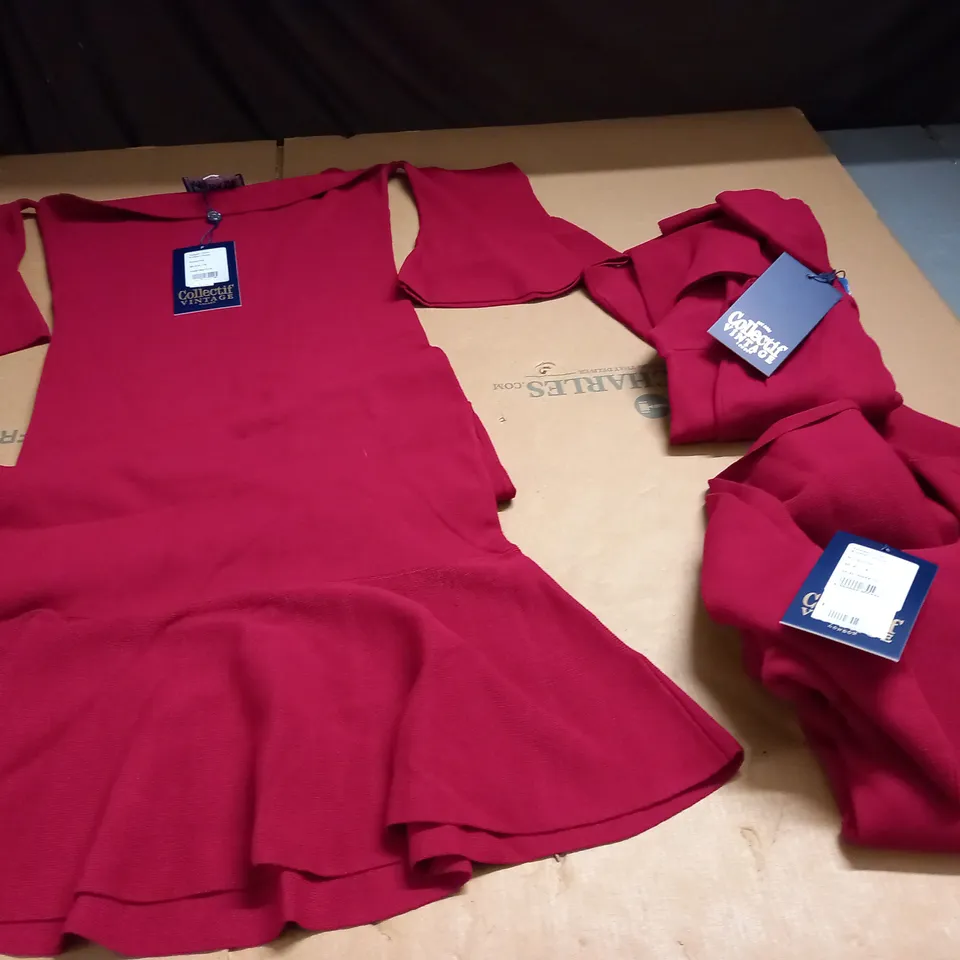 LOT OF 3 COLLECTIF VINTAGE TEAGAN PLAIN KNITTED DRESSES - 14/16/18