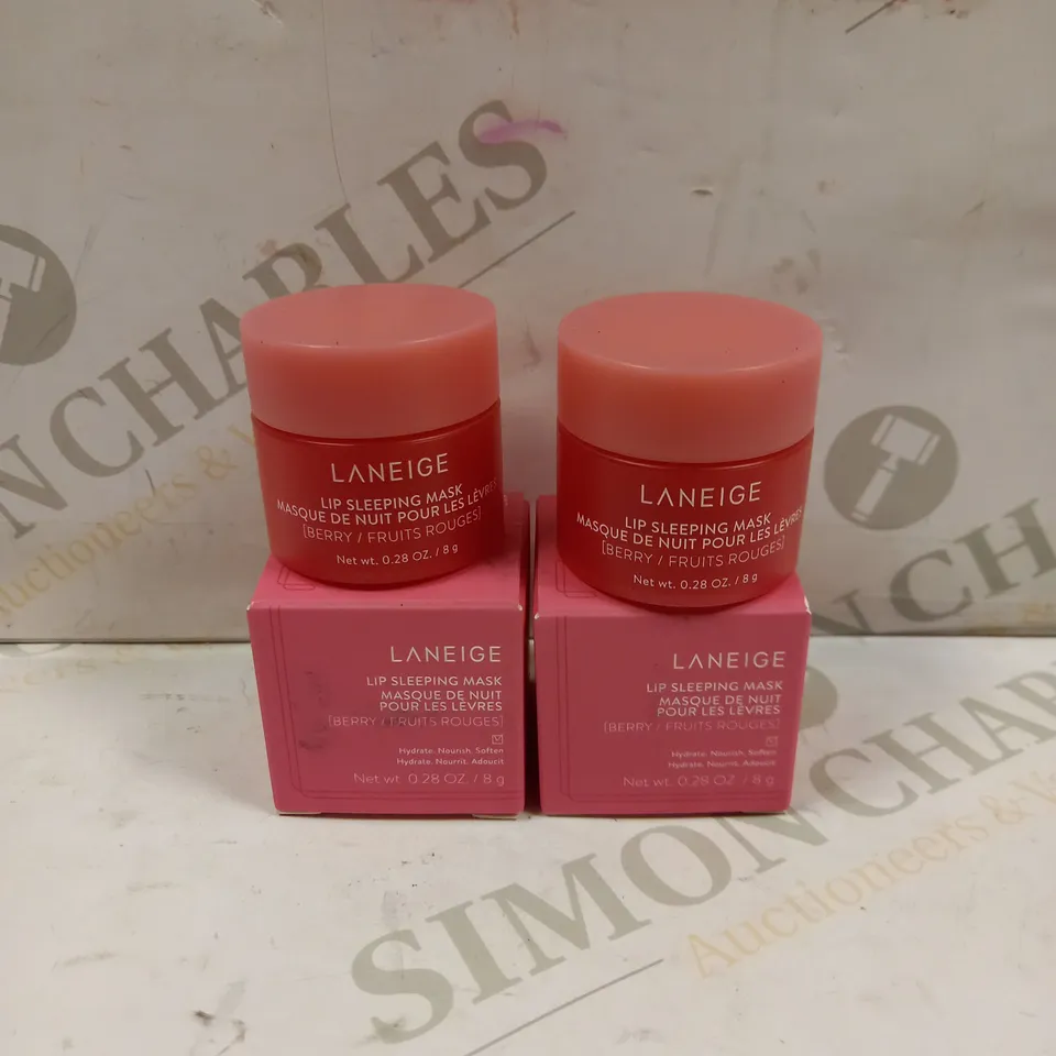 PAIR OF LANEIGE LIP SLEEPING MASKS - BERRY 2 X 8G