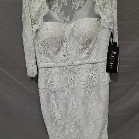 MASCARA EMBELLISHED LACE DETAIL DRESS IN PALE GREEN - 14