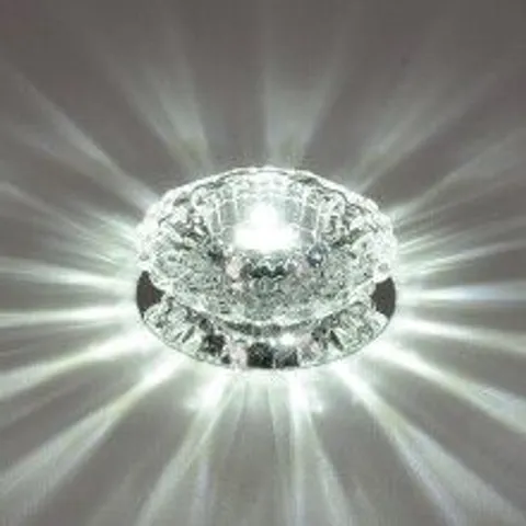 BOXED MODERN CRYSTAL CHANDELIER, POLISHED METAL FINISH (1 BOX)