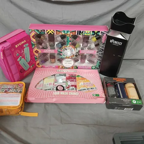 SIX ASSORTED COSMETICS GIFT SETS TO INCLUDE; CAT WALK, BPERFECT, SUPERDRY, SOAP AND GLORY AND BYOMA