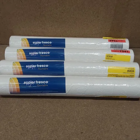 4x ROLLS OF SUPERFRESCO PAINTABLE PLASTER WHITE DURABLE HEAVY DUTY TEXTURED WALLPAPER 