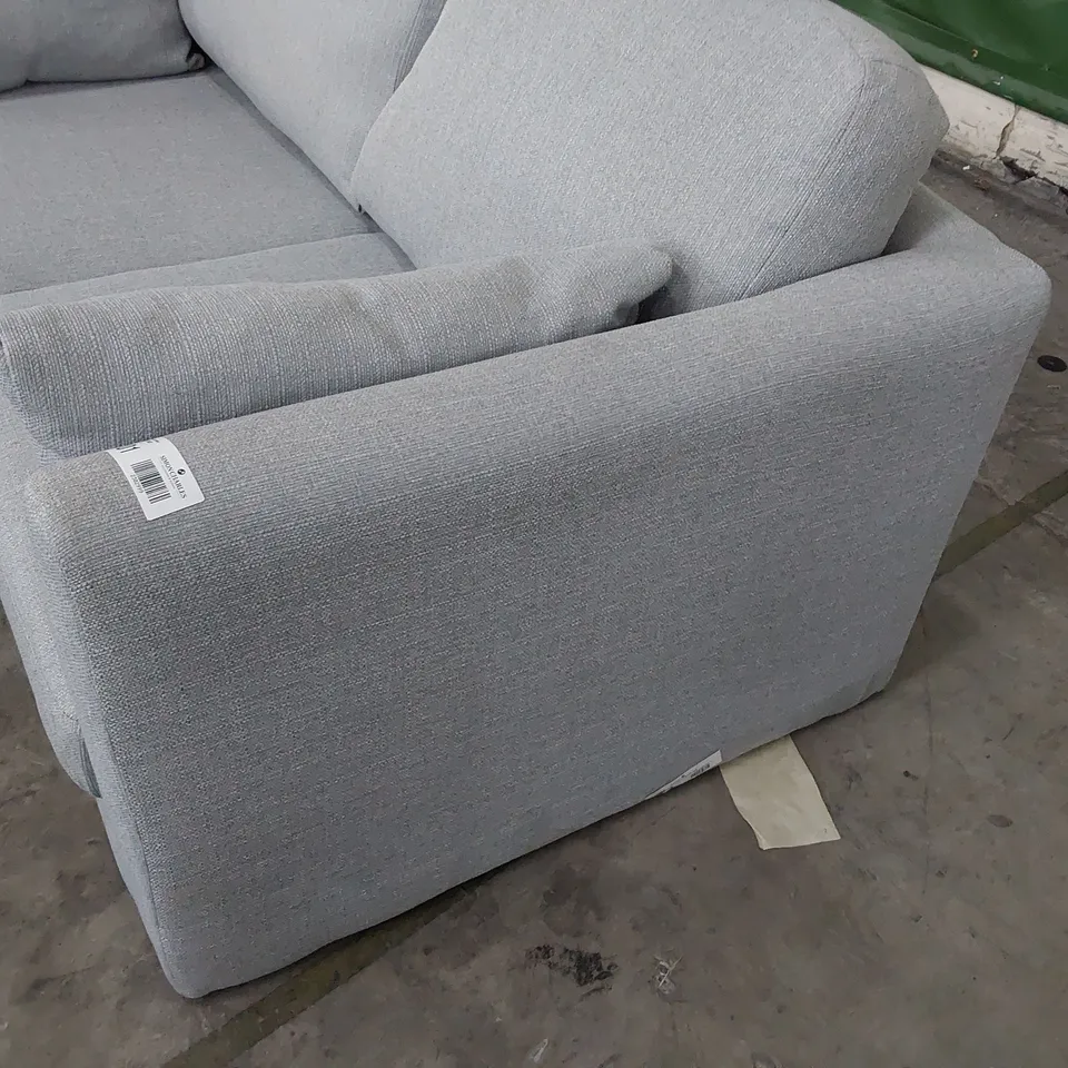 DESIGNER TWO SEATER SOFA GREY FABRIC WITH BOLSTER CUSHIONS 