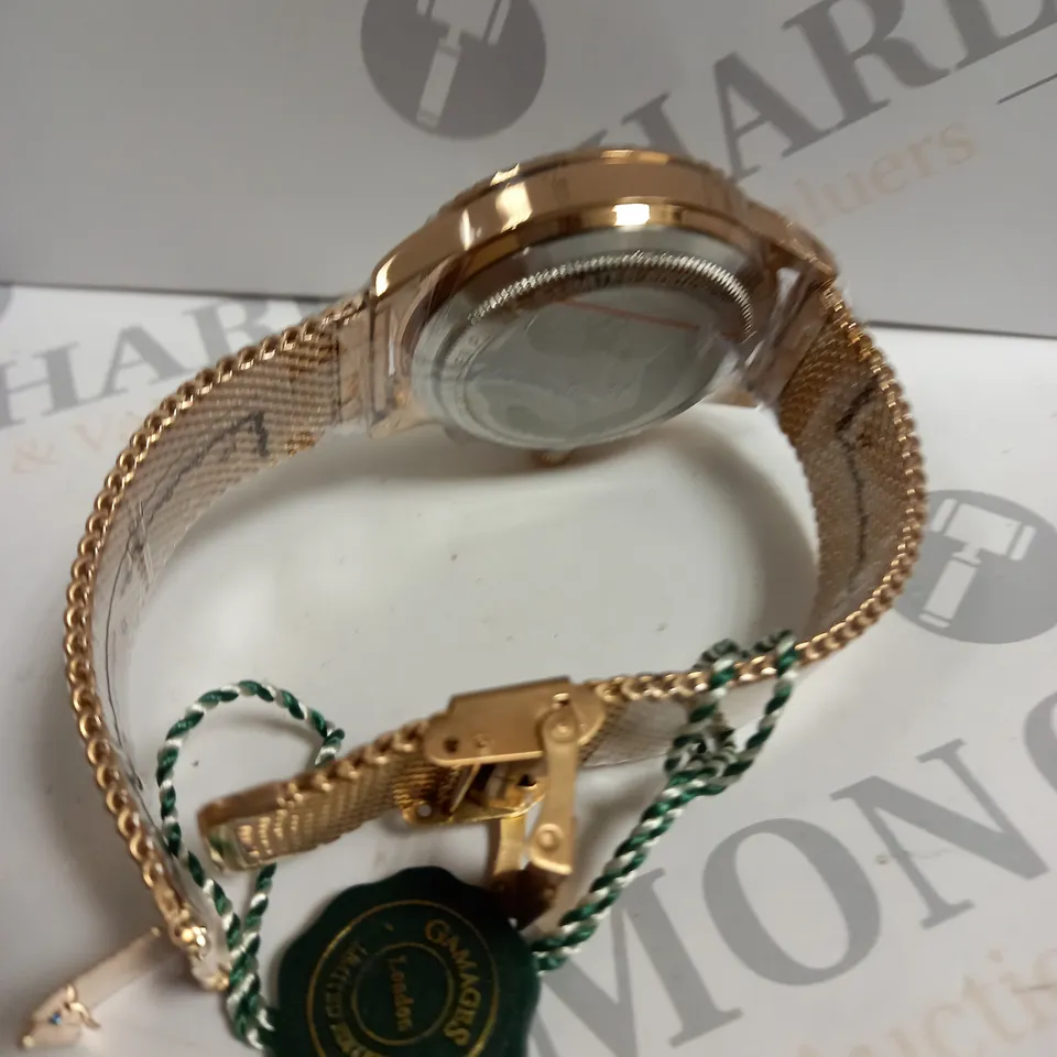 BOXED GAMAGES PINNACLE ROSE GOLD GREEN DIAL WATCH