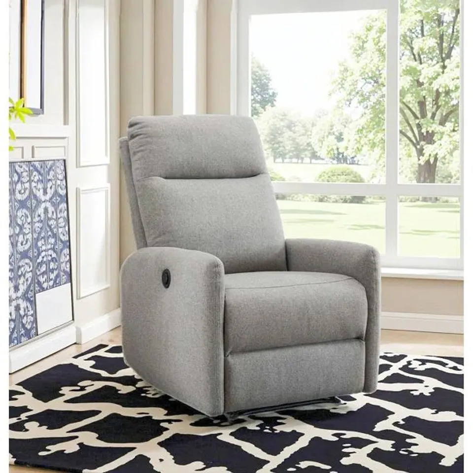 BOXED 78CM WIDE MODERN UPHOLSTERED ELECTRIC POWER RECLINER (2 BOXES)