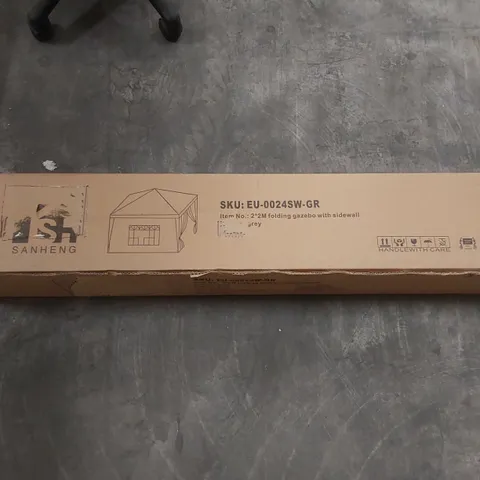 PALLET OF ASSORTED HOUSEHOLD ITEMS AND CONSUMER PRODUCTS TO INCLUDE; SEVERAL FOLDING GAZEBOS WITH SIDEWALLS, CAMPING CHAIRS, BOXED FURNITURE ETC 