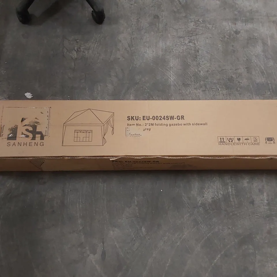 PALLET OF ASSORTED HOUSEHOLD ITEMS AND CONSUMER PRODUCTS TO INCLUDE; SEVERAL FOLDING GAZEBOS WITH SIDEWALLS, CAMPING CHAIRS, BOXED FURNITURE ETC 