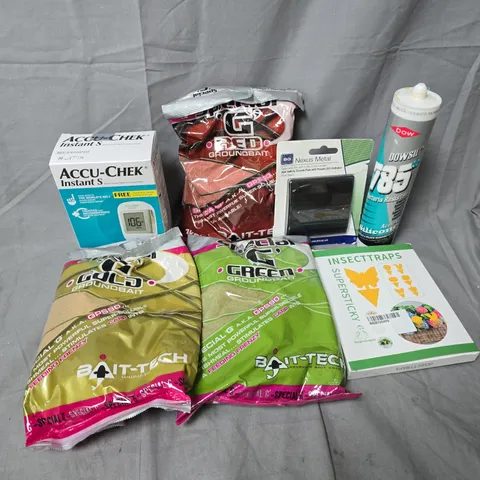 APPROXIMATELY 12 ASSORTED HOUSEHOLD ITEMS TO INCLUDE ACCU-CHECK INSTANT S, INSECT TRAPS, NEXUS METAL 20A SWITCH, ETC