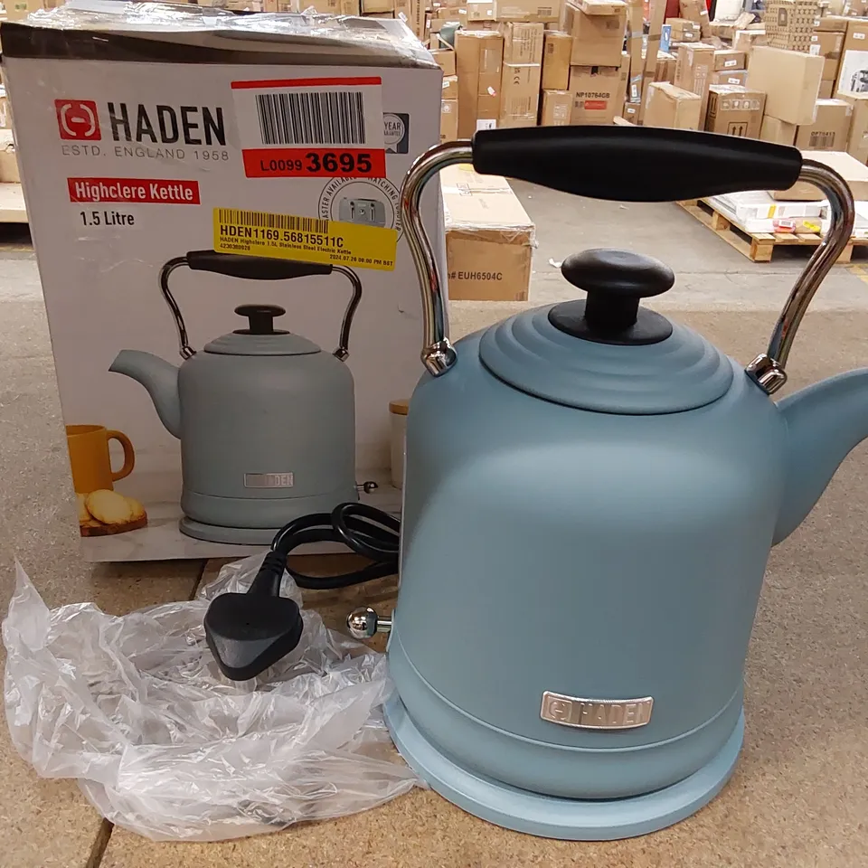 BOXED HADEN HIGHCLERE 1.5L STAINLESS STEEL ELECTRIC KETTLE (1 BOX)