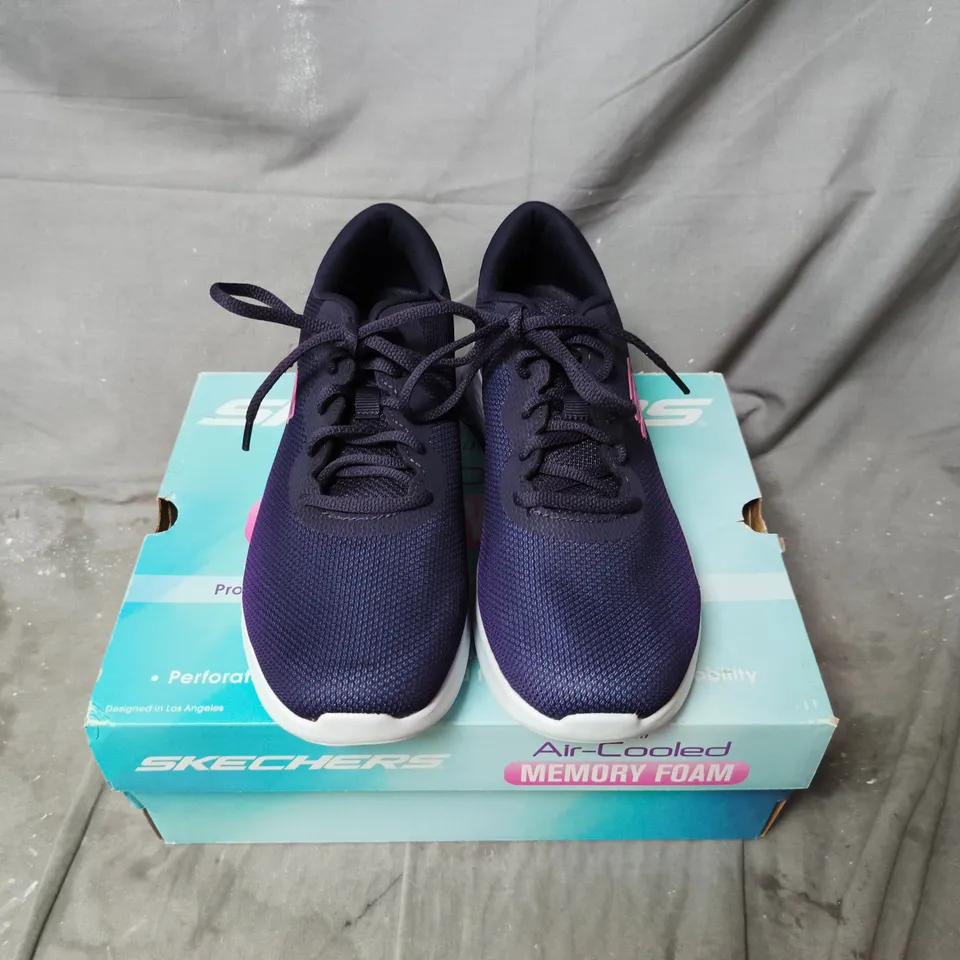 SKECHERS SNEAKERS WITH AIR-COOLED MEMORY FOAM – NAVY/PURPLE - SIZE 6