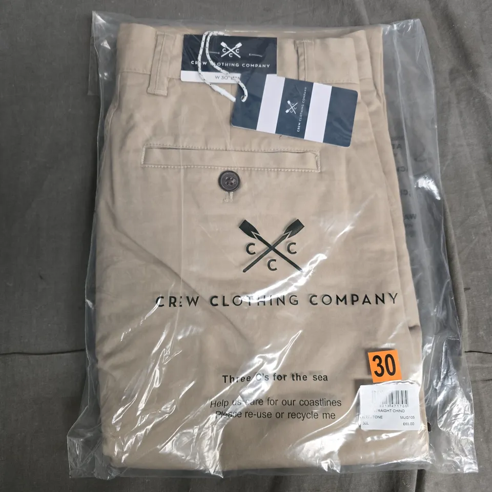 BAGGED CREW CLOTHING COMPANY STRAIGHT CHINOS IN STONE - 30L