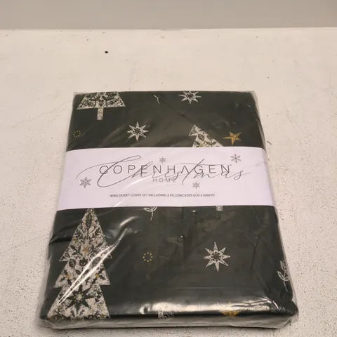 COPENHAGEN HOME KING DUVET COVER SET WITH 2 PILLOWCASES – CHRISTMAS TREE PATTERN