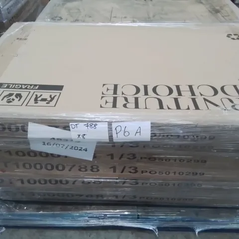 PALLET CONTAINING 8 BOXED PEAKE GREY, MARBLE & CHROME 160CM DINING TABLE PARTS - BOXES 1 OF 3 ONLY