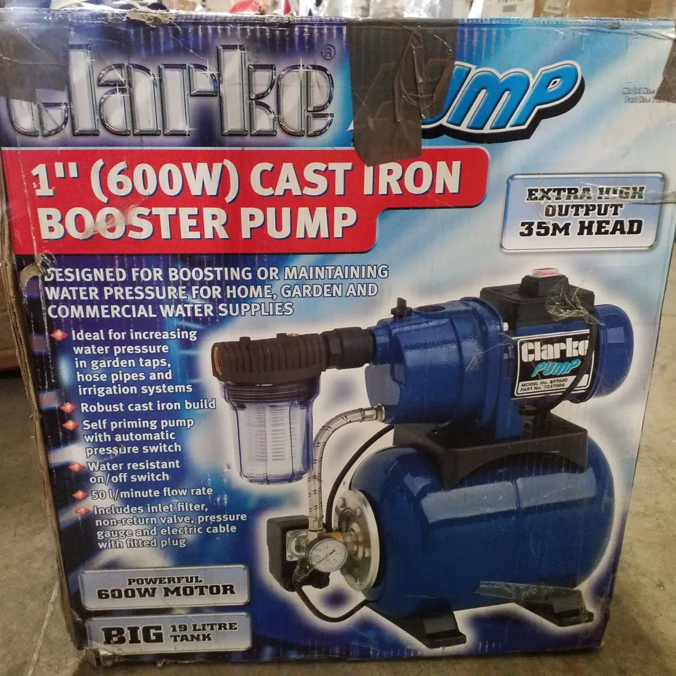 BOXED CLARKE BPT600 1" 600W 50LPM 35M HEAD BOOSTER PUMP (230V)