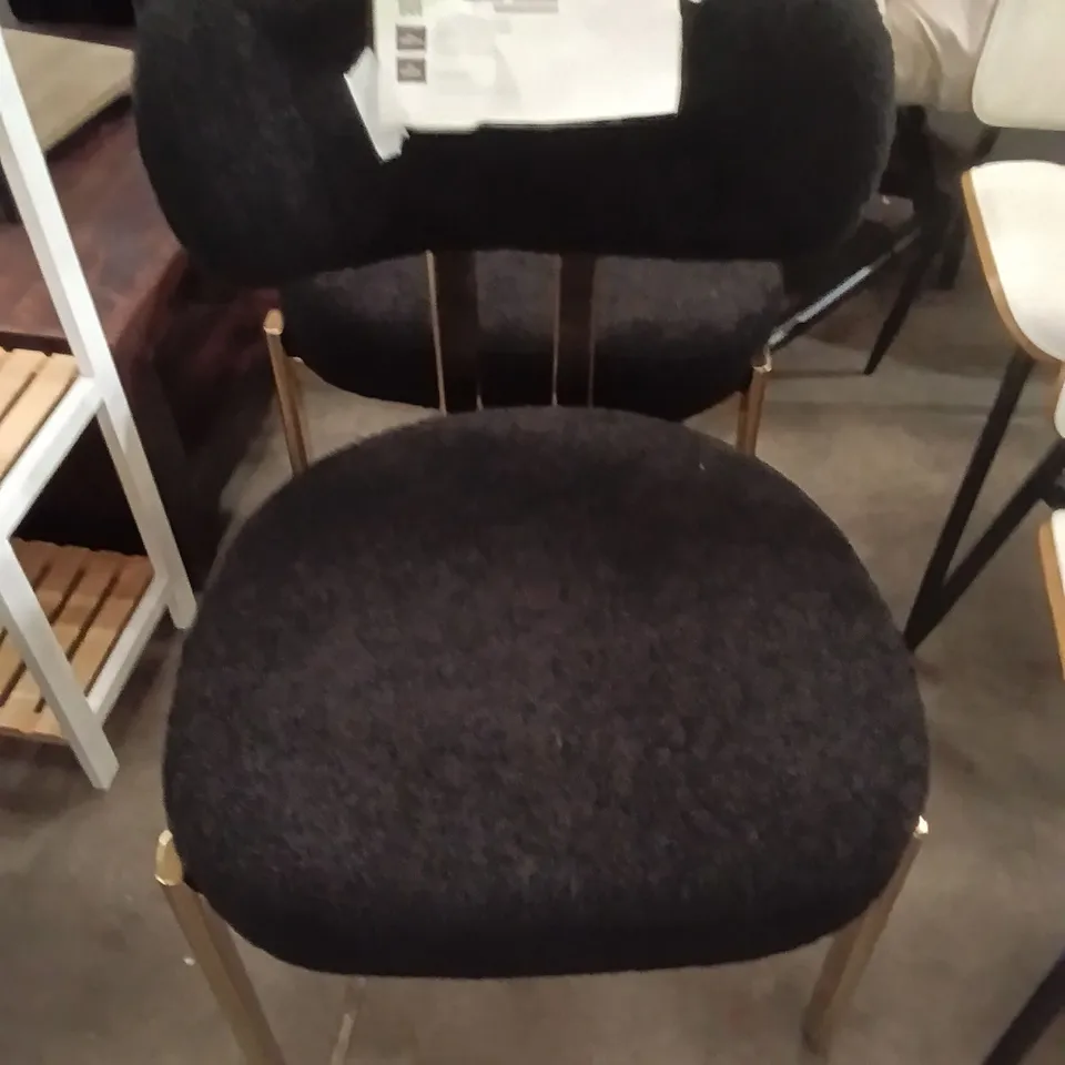 ADNAG MODERN DINING CHAIRS TEDDY UPHOLSTERED SET OF 2 - BLACK