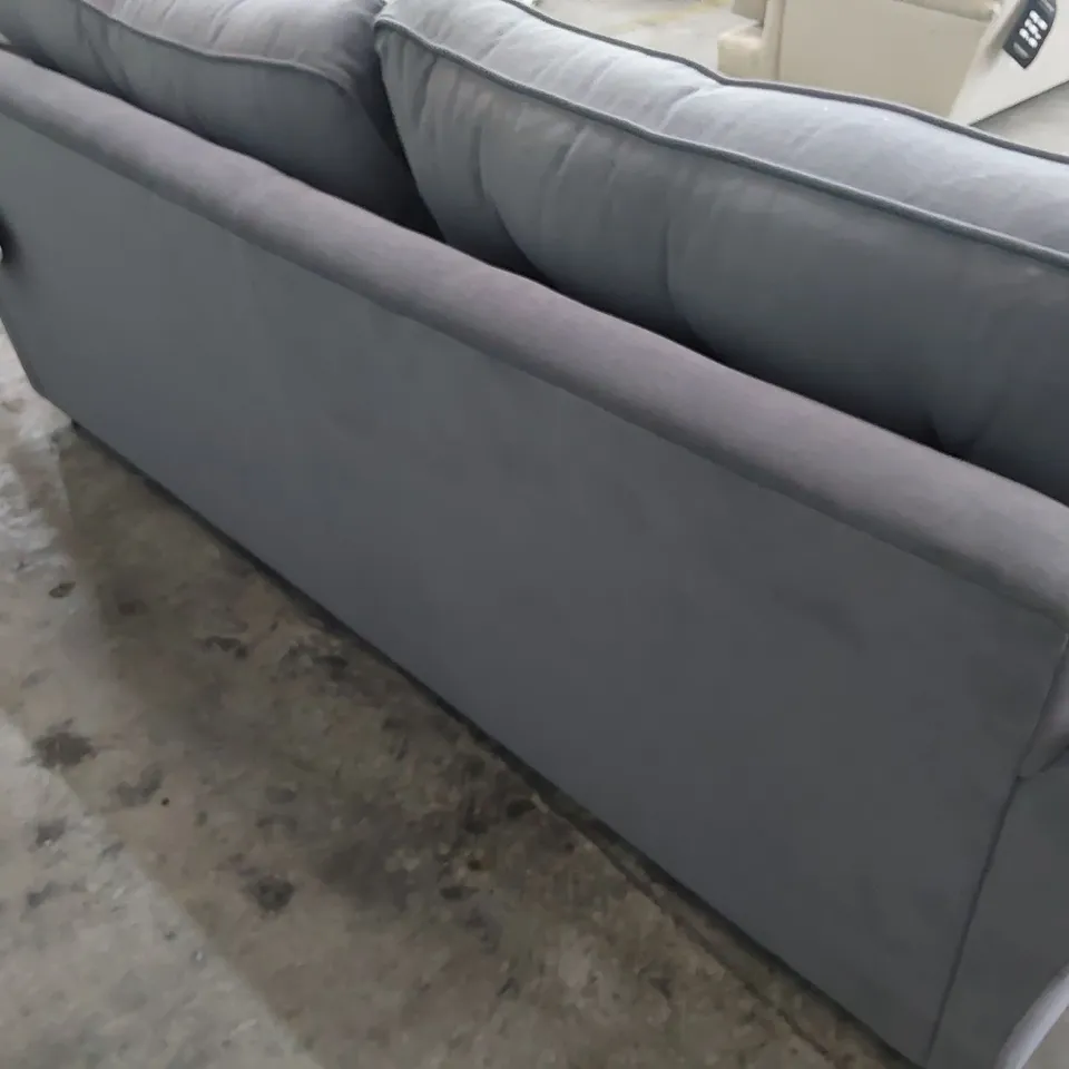 QUALITY BRITISH DESIGNER LOUNGE Co. THREE SEATER SOFA GREY PLUSH FABRIC 
