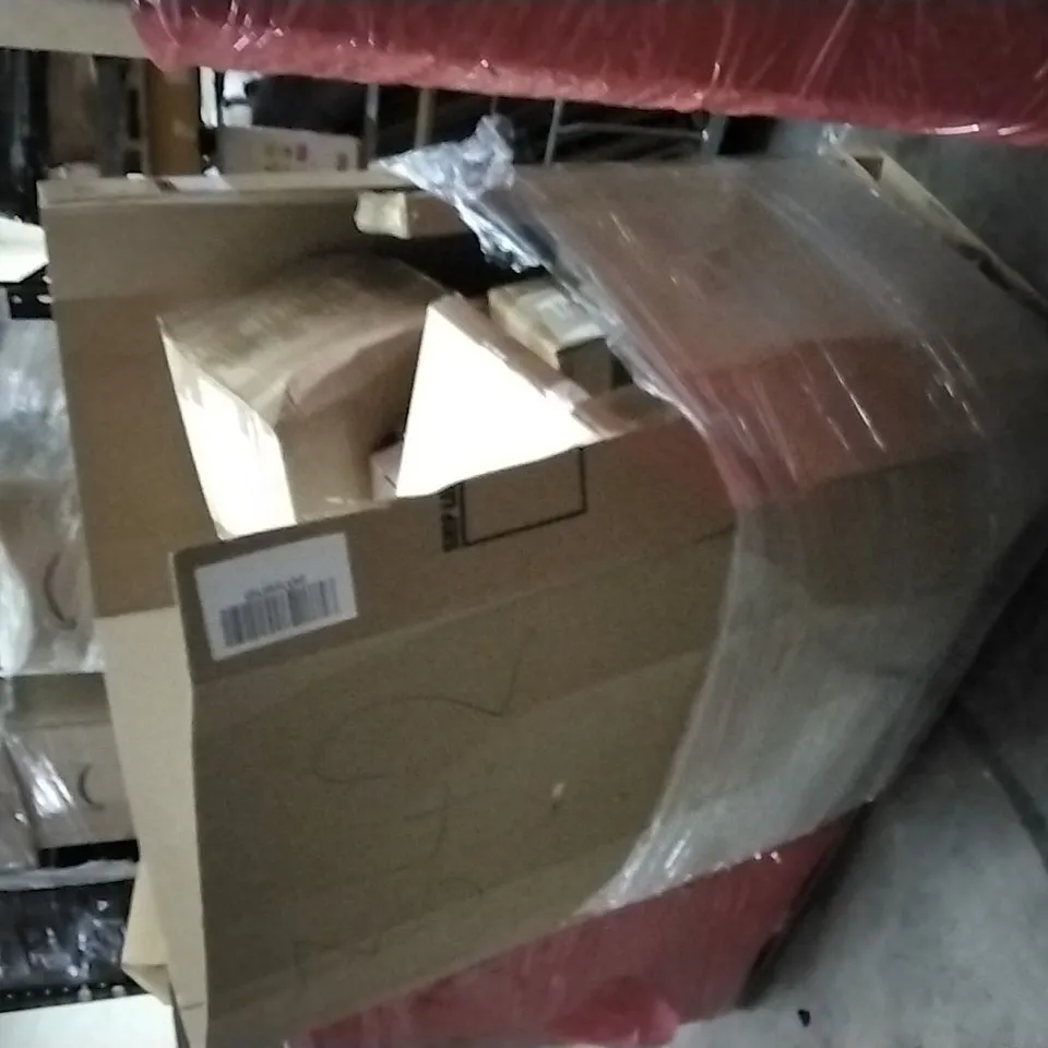 PALLET OF ASSORTED ITEMS INCLUDING DOUBLE LED CEILING LIGHT, KINGCAMP, AMAGABEL, HOMIDEC WORKDESK, TIMBER RIDGE