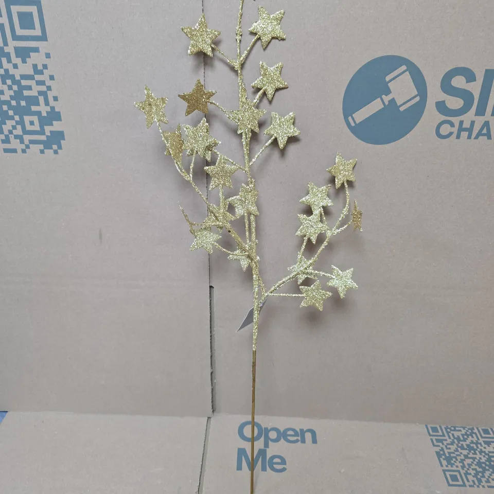 APPROXIMATELY 12 GISELA GRAHAM GOLD GLITTER STAR BRANCH DECOR