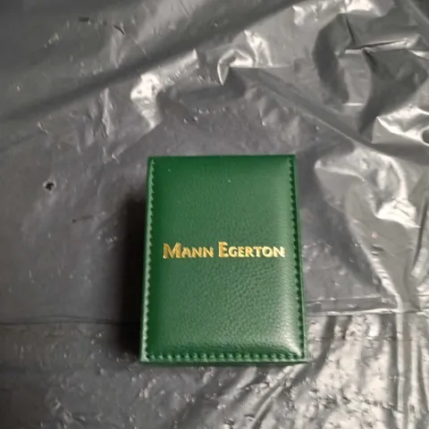 MANN EGERTON CHRONOGRAPH WRISTWATCH β ROSE GOLD TONE CASE, BLACK STRAP, BOXED