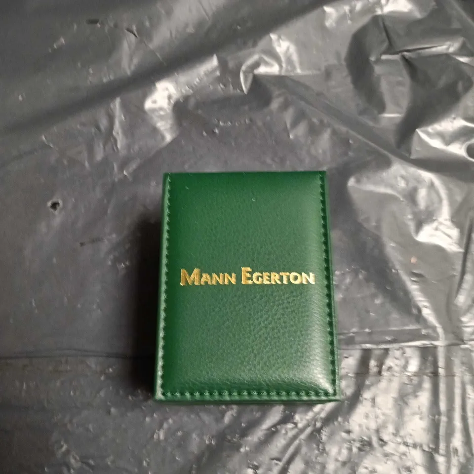 MANN EGERTON CHRONOGRAPH WRISTWATCH – ROSE GOLD TONE CASE, BLACK STRAP, BOXED