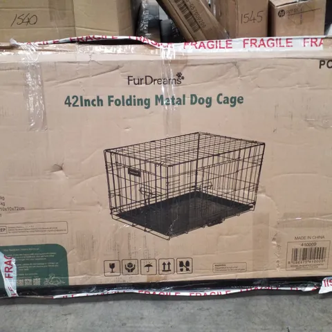 BOXED FURDREAMS 42" FOLDING METAL DOG CAGE