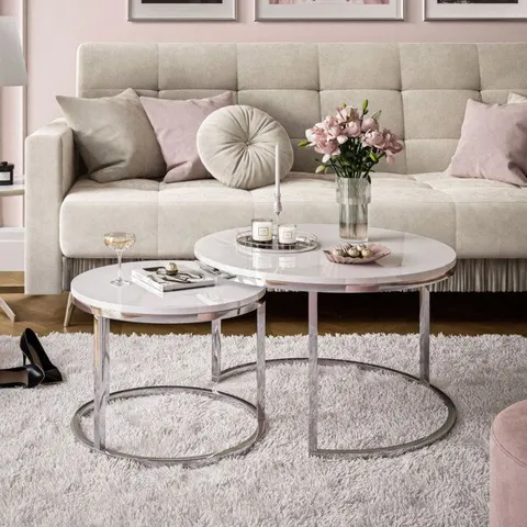 BOXED CIRI 2IN1 COFFEE TABLE - CHROME/GLASS (1 BOX)