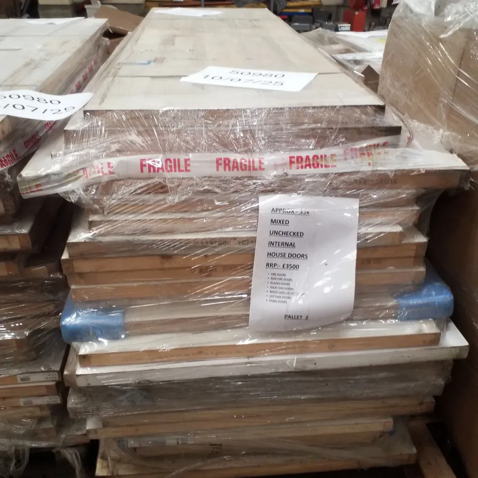 PALLET CONTAINING APPROXIMATELY 35 MIXED UNCHECKED INTERNAL HOUSE DOORS