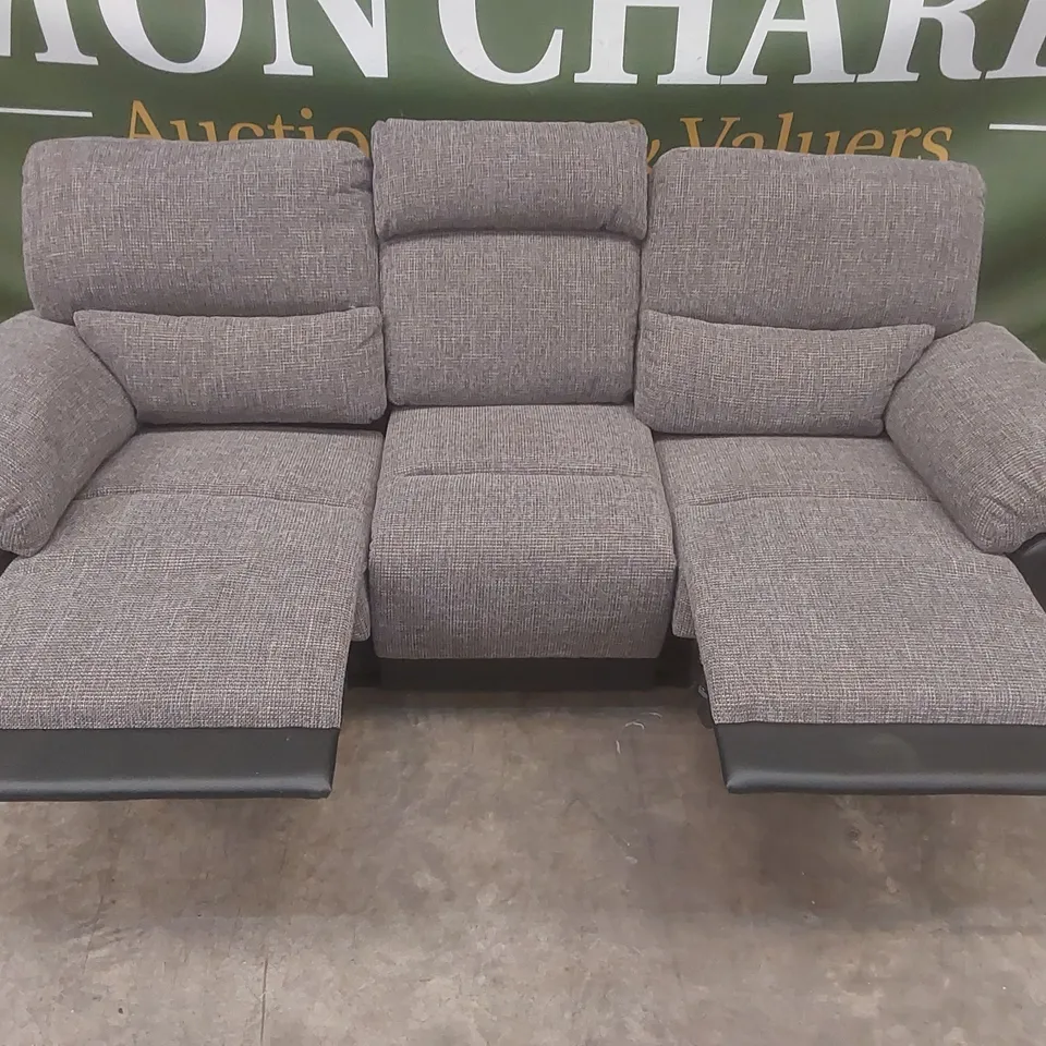 QUALITY DESIGNER SANTORI 3 SEATER FABRIC UPHOLSTERED MANUAL RECLINER SOFA