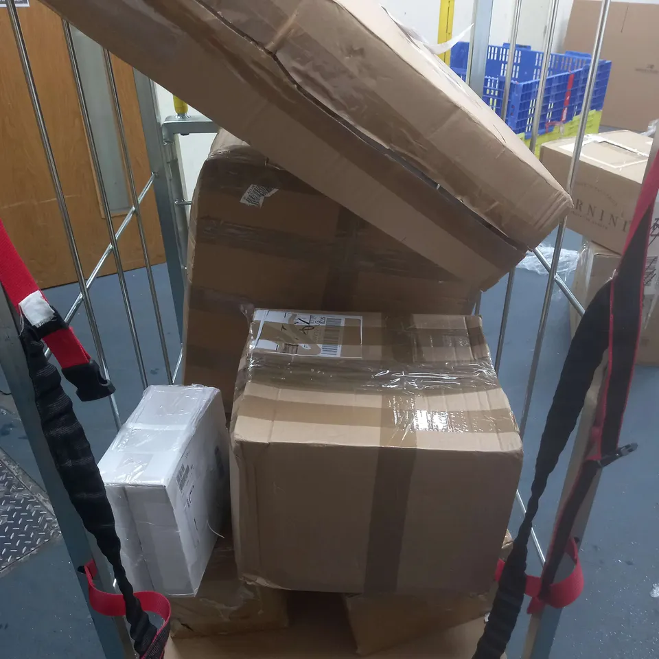 CAGE OF APPROX. 10 ASSORTED ITEMS TO INCLUDE - BUDA STATUE - OUT DOOR LIGHTS AND CUP WARMER / COLLECTION ONLY