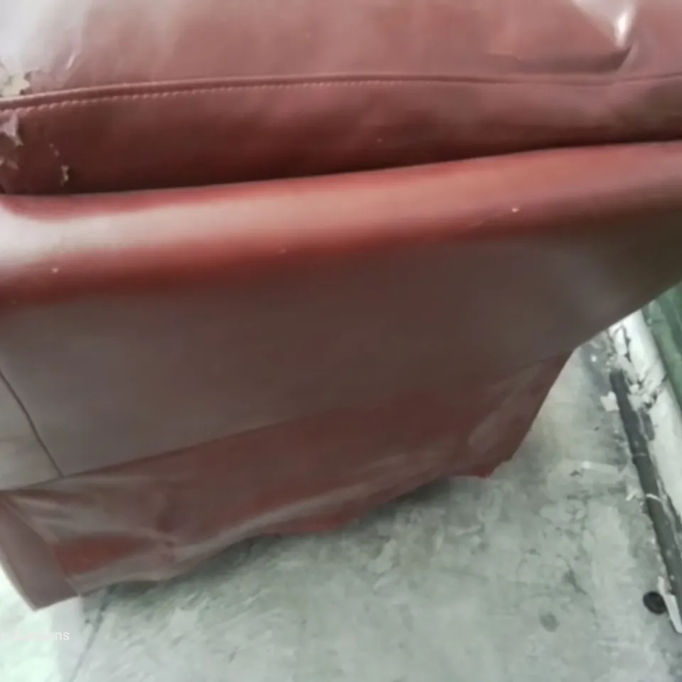 DESIGNER MANUAL RECLINING EASY CHAIR RED FAUX LEATHER 