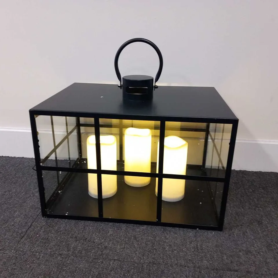 BRAND NEW BOXED MY HOME STORIES OUTDOOR WINDOWPANE STYLE LANTERN