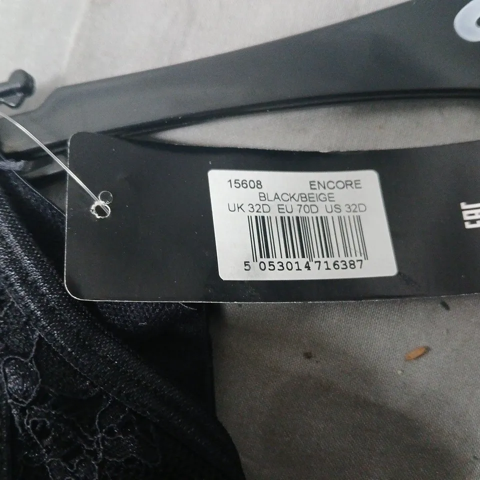 GOSSARD ENCORE LACE BRA – BLACK UK 32D (EU 70D)