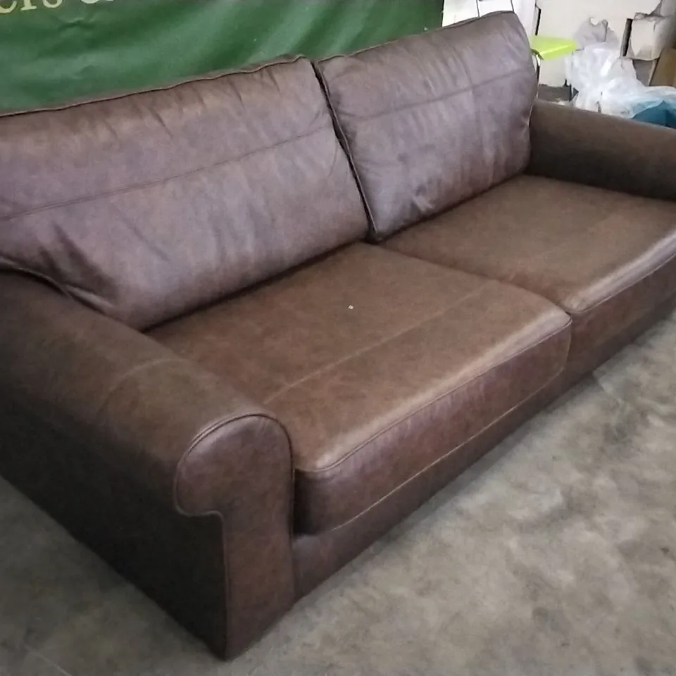 QUALITY DESIGNER LOUNGE CO 4 SEATER SOFA IN CHESTNUT BROWN LEATHER 
