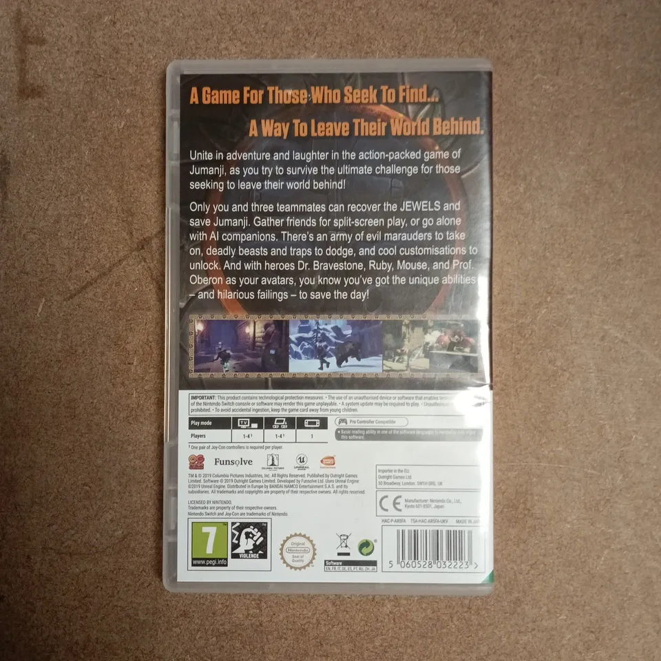JUMANJI THE VIDEO GAME NINTENDO SWITCH VIDEO GAME