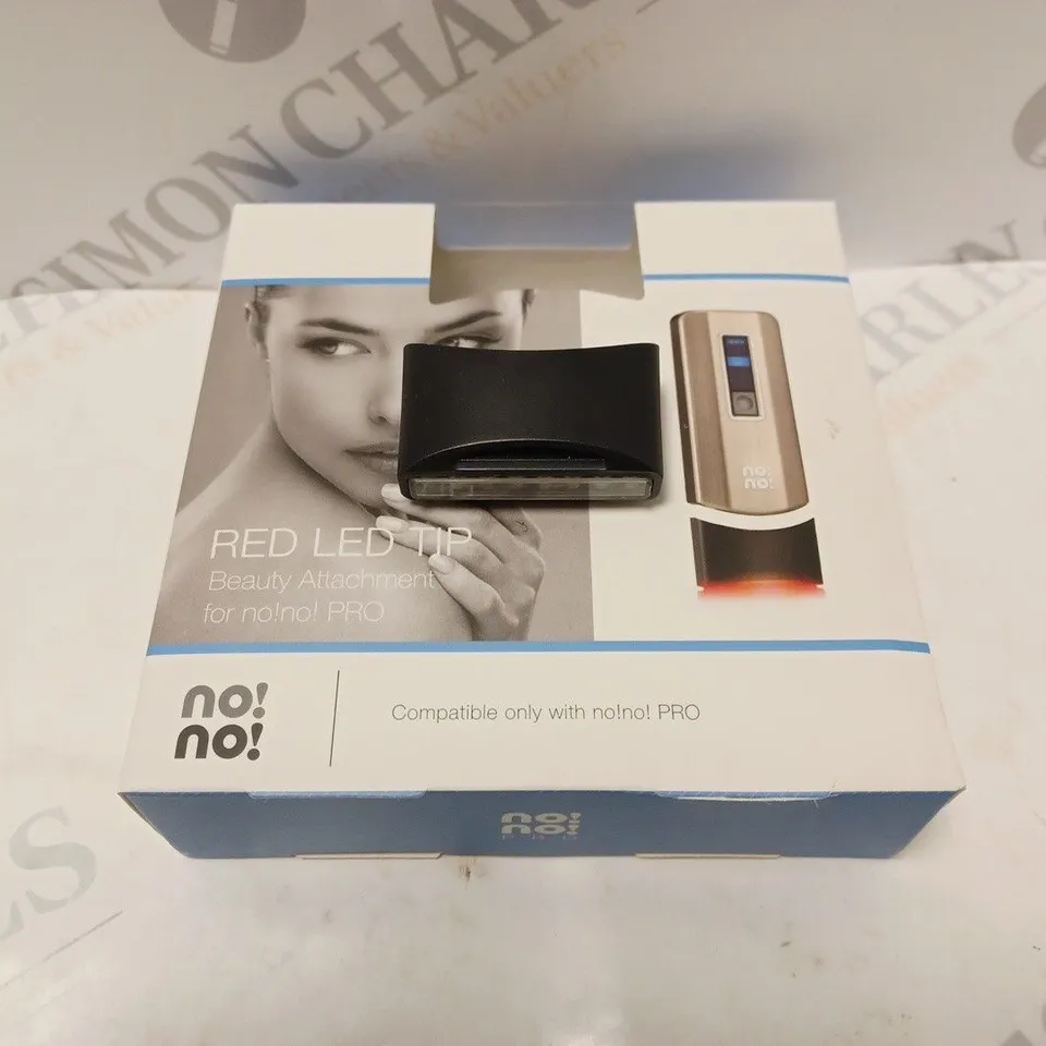 BOX OF 5 NO!NO! PRO MICRO HAIR REMOVERS IN BLUE, APPROXIMATELY 5 NO!NO! CARRYING CASES, APPROXIMATELY 3 NO!NO! LED TIPS