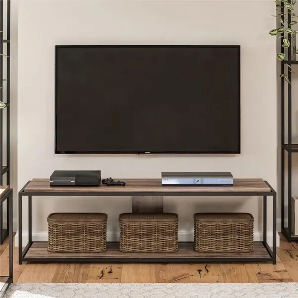BOXED DOREL QUINCY TV STAND 65 INCH WEATHERED OAK (1 BOX)